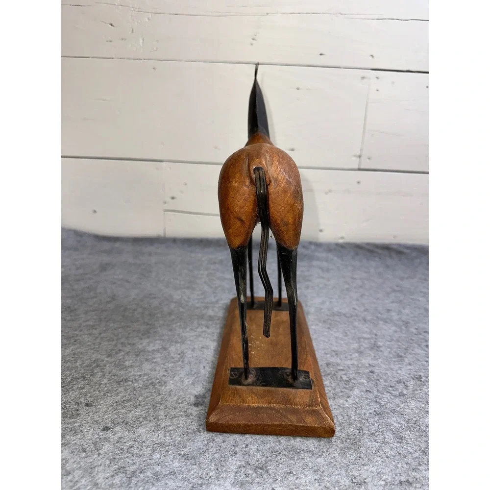 Vintage Hand Carved Wooden Horse Sculpture Two Tone Equine Figurine on Base